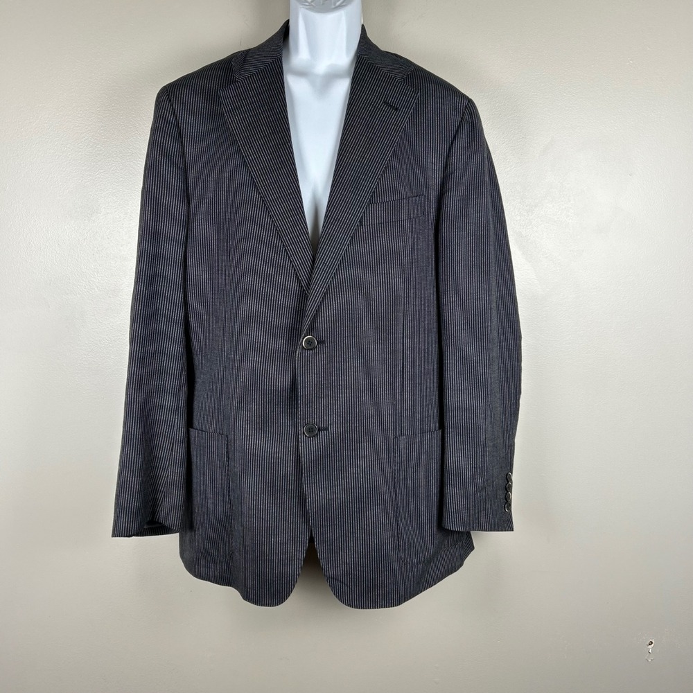 Corneliani Gray Pinstripe Blazer 2-Button Sport Coat Mens ~42R Cotton Flax Silk